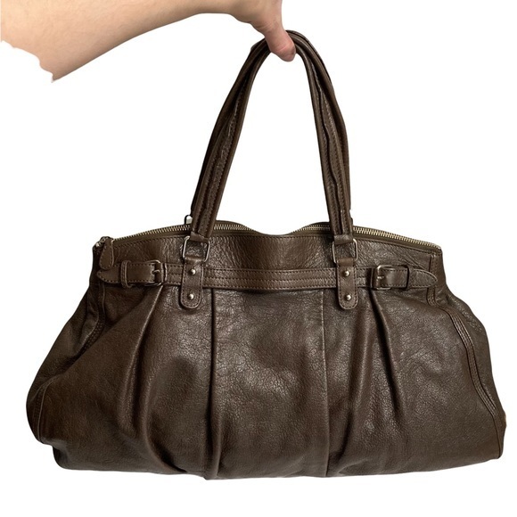 Vanessa Bruno pleated large brown leather satchel bag - Picture 1 of 13